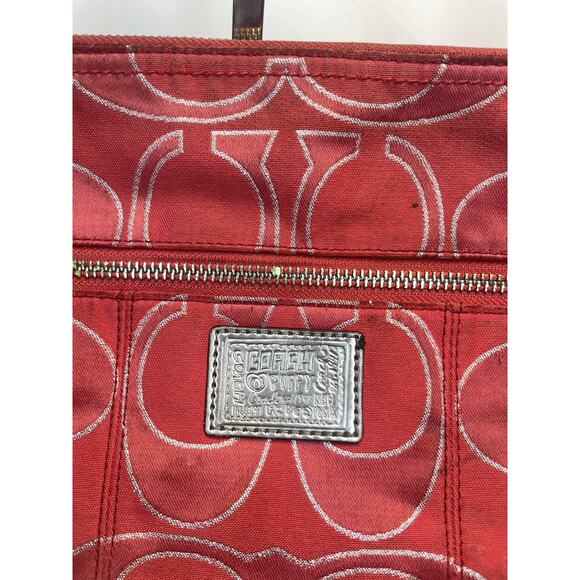 COACH Poppy 17890 RUBY RED Glam Tote Shoulder Purse Bag Gently Used - Picture 2 of 9
